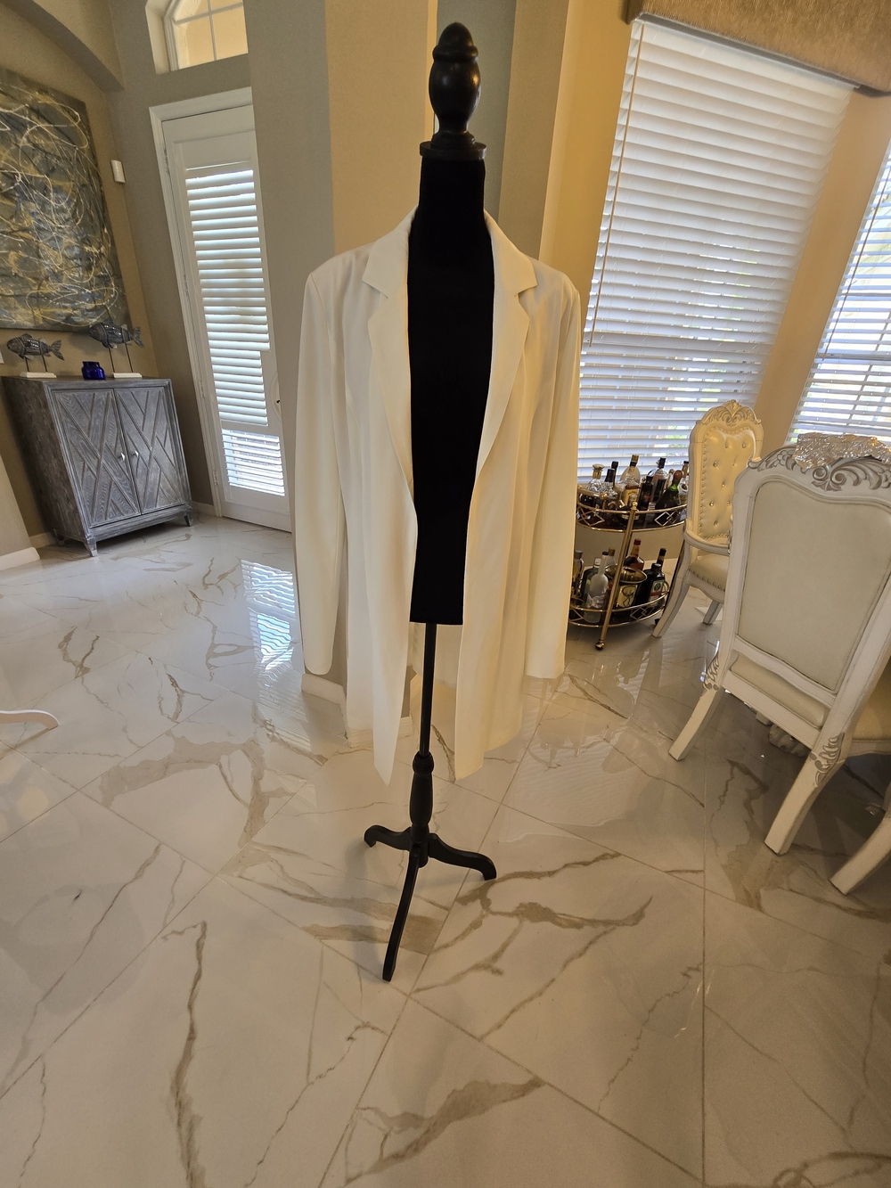 Du Jour Cream Open-Front Blazer